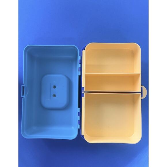 Caboodles Makeup Case Model 2602 Slide Tray Teal Blue Yellow Vintage 1990’s - Picture 9 of 16